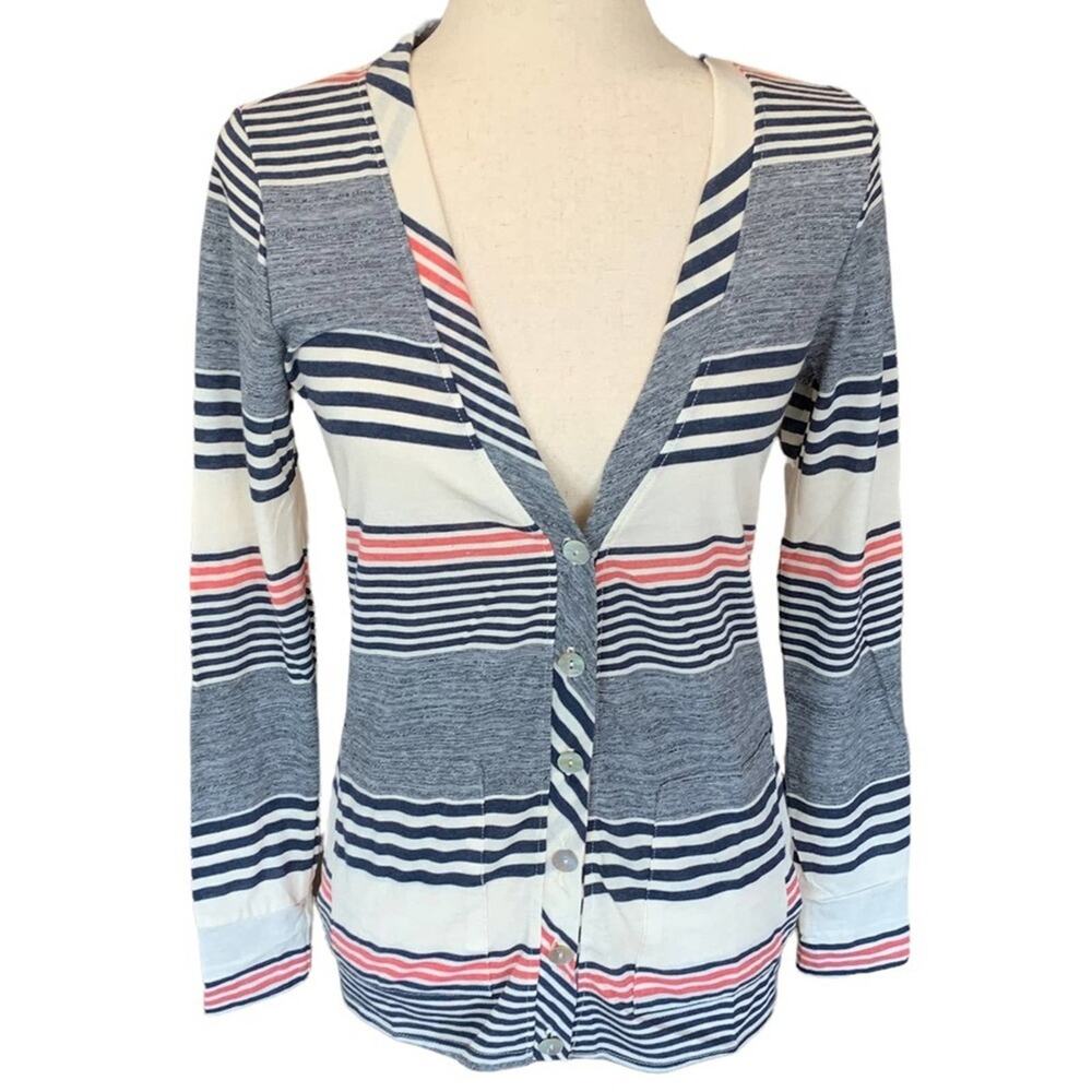 LA Made women’s Revolve sweater‎ cardigan. Size XS blue red white striped